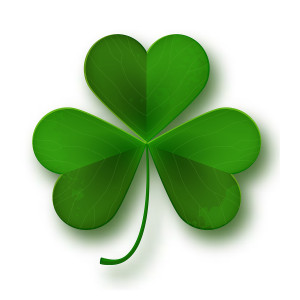 Saint Patricks Day shamrock leaf symbol isolated on white vector illustration